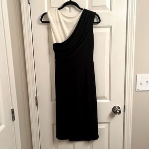 AMERICAN Living | Elegant Ruched Black and White Dress